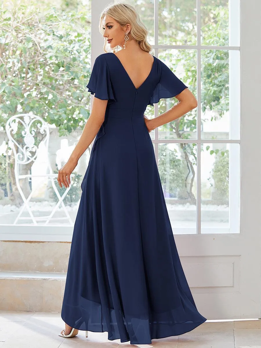 Robe de soirée cocktail volants en mousseline glamour