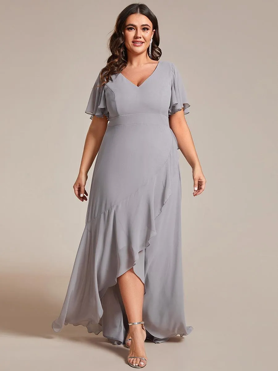 Robe de soirée cocktail volants en mousseline glamour