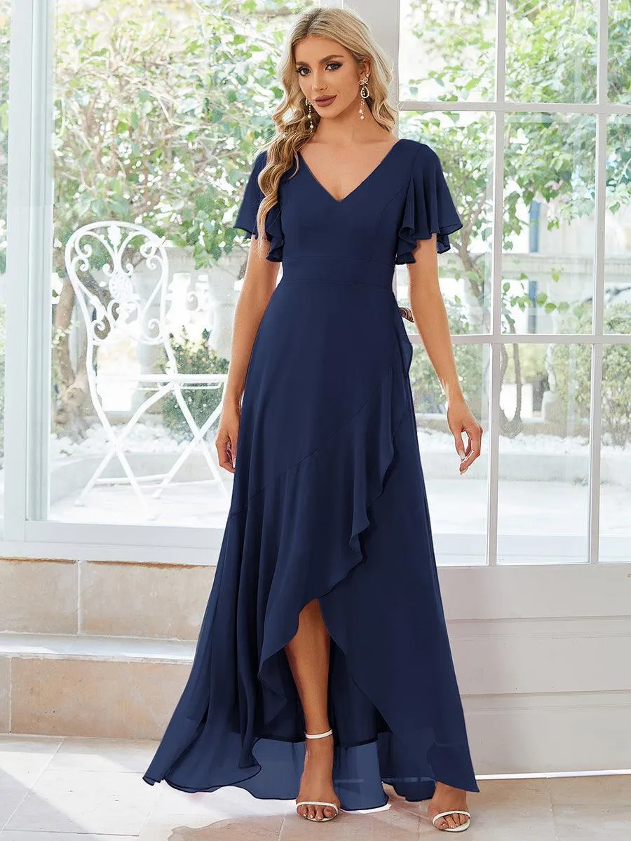Robe de soirée cocktail volants en mousseline glamour