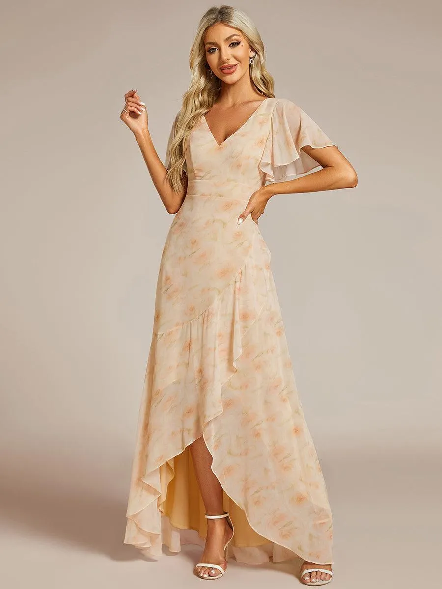 Robe de soirée cocktail volants en mousseline glamour