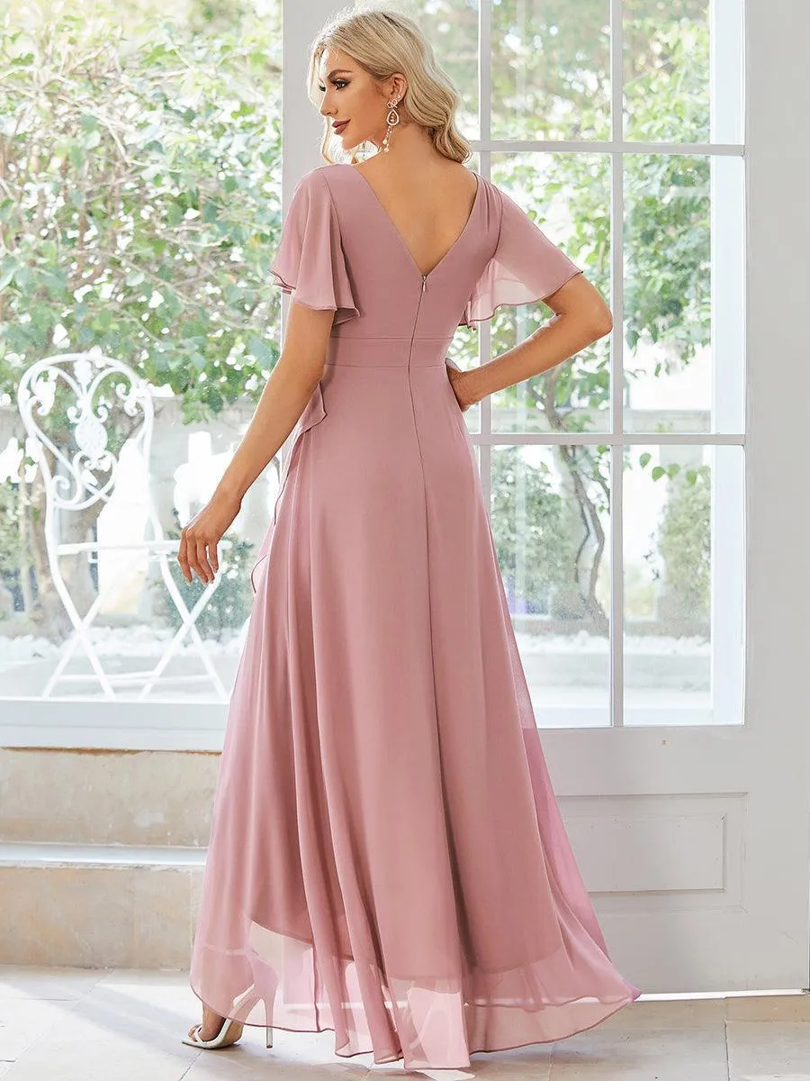 Robe de soirée cocktail volants en mousseline glamour