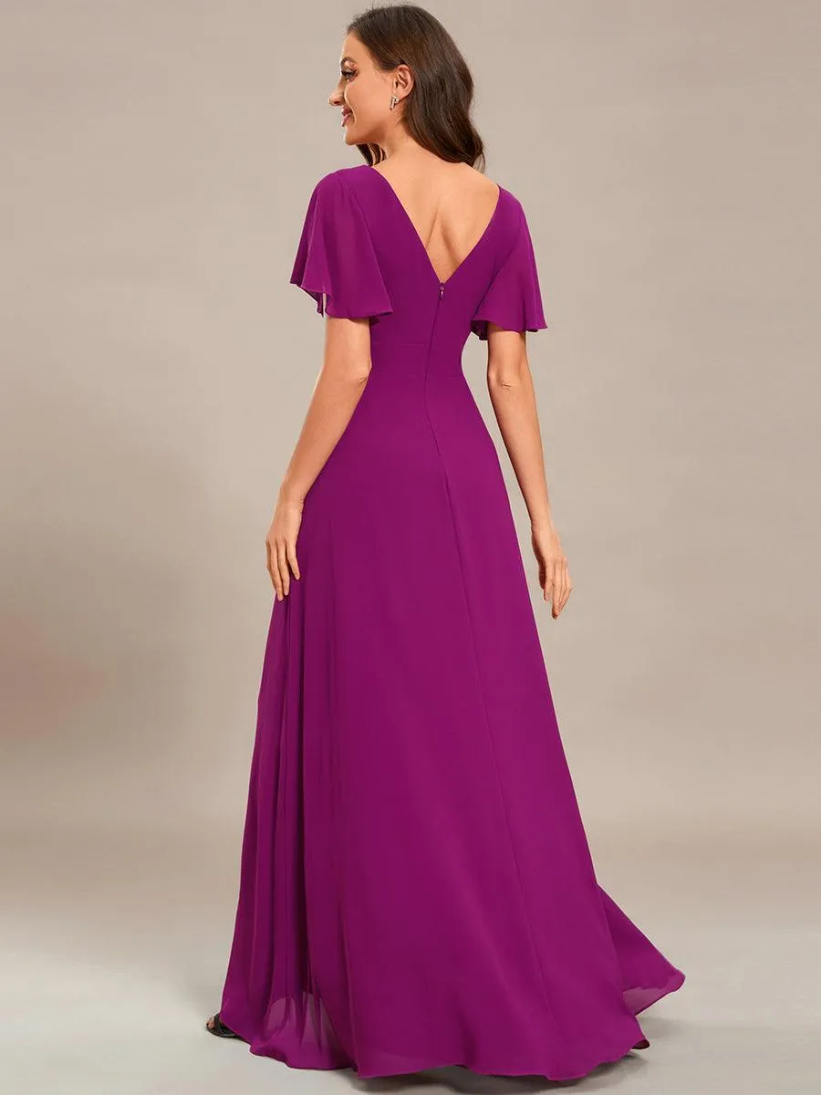 Robe de soirée cocktail volants en mousseline glamour