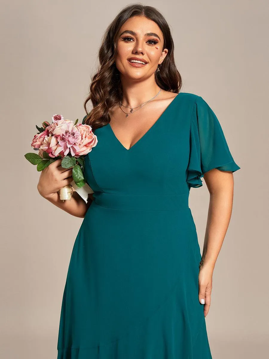 Robe de soirée cocktail volants en mousseline glamour