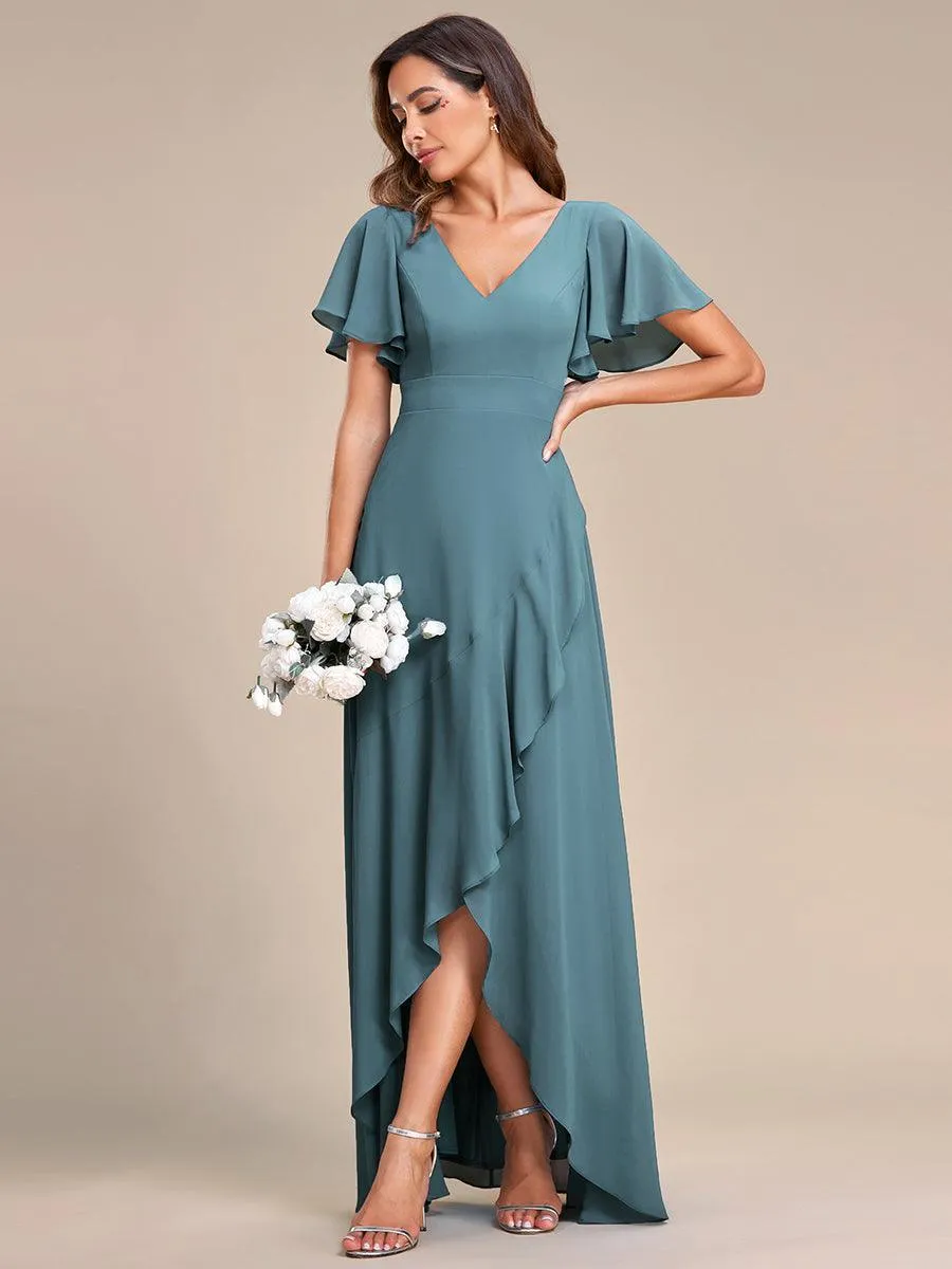 Robe de soirée cocktail volants en mousseline glamour