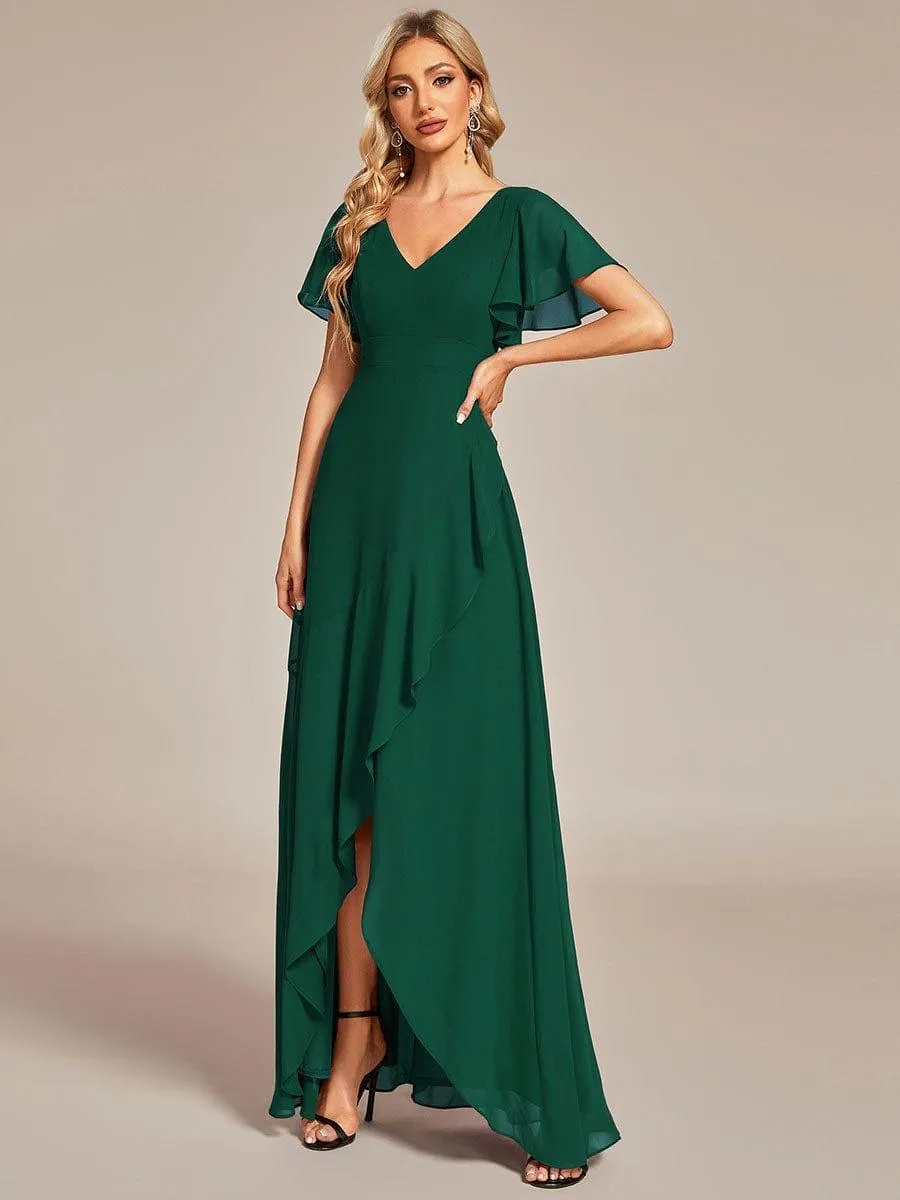 Robe de soirée cocktail volants en mousseline glamour