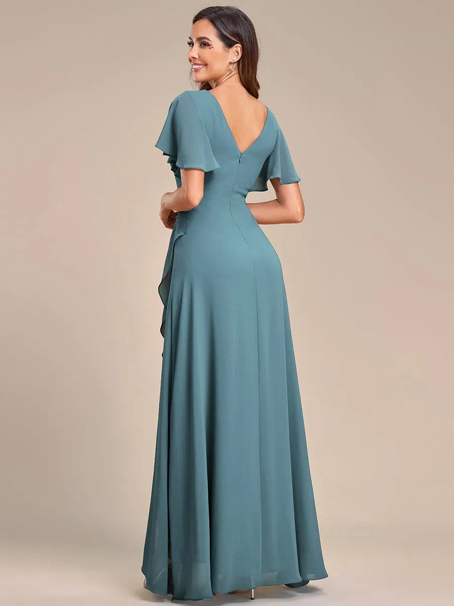 Robe de soirée cocktail volants en mousseline glamour