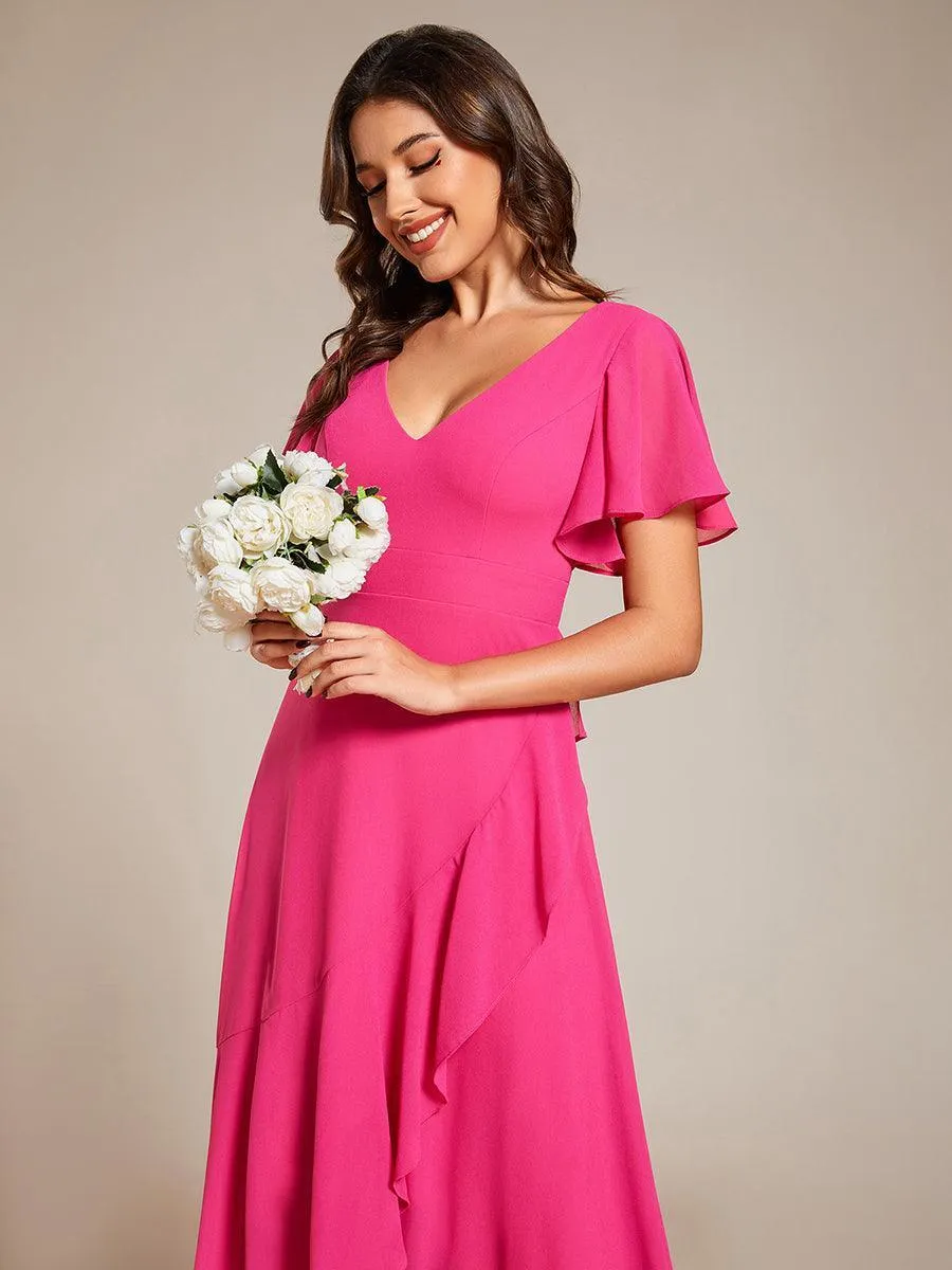 Robe de soirée cocktail volants en mousseline glamour