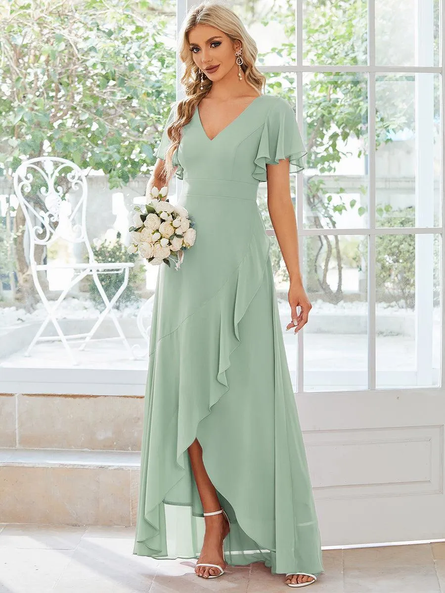 Robe de soirée cocktail volants en mousseline glamour