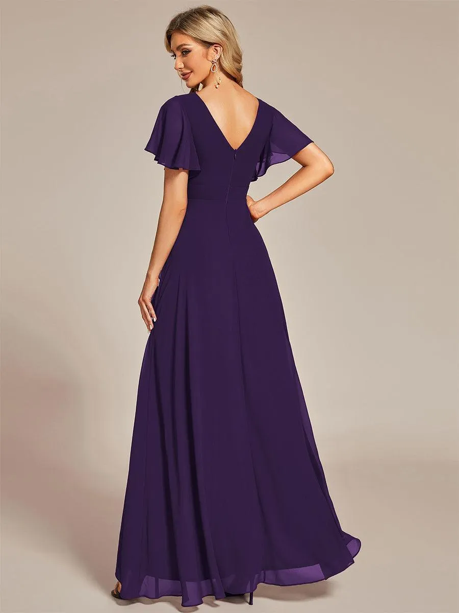 Robe de soirée cocktail volants en mousseline glamour