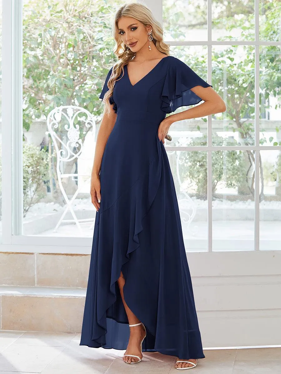 Robe de soirée cocktail volants en mousseline glamour