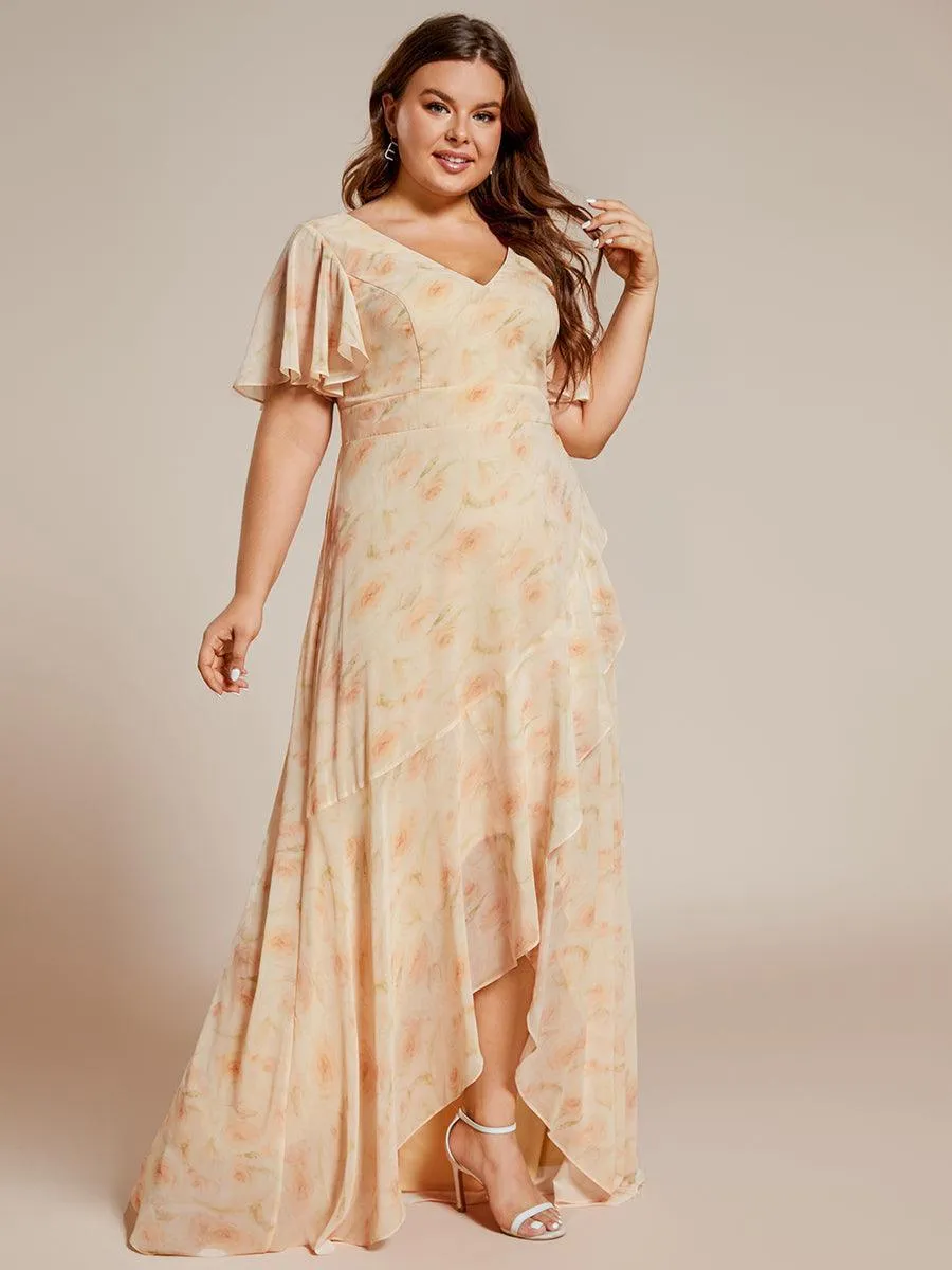 Robe de soirée cocktail volants en mousseline glamour