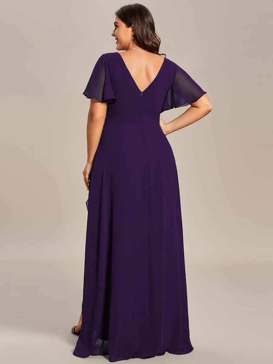 Robe de soirée cocktail volants en mousseline glamour