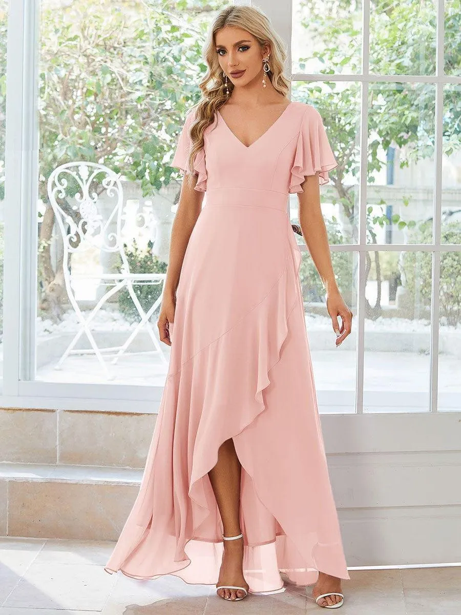 Robe de soirée cocktail volants en mousseline glamour