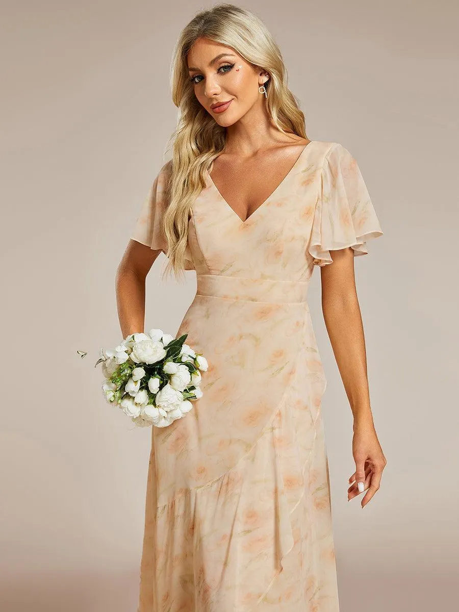 Robe de soirée cocktail volants en mousseline glamour