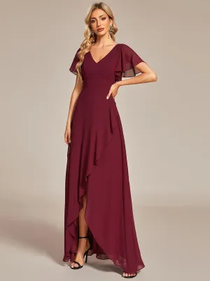Robe de soirée cocktail volants en mousseline glamour