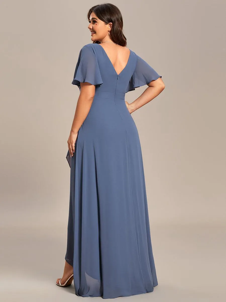 Robe de soirée cocktail volants en mousseline glamour