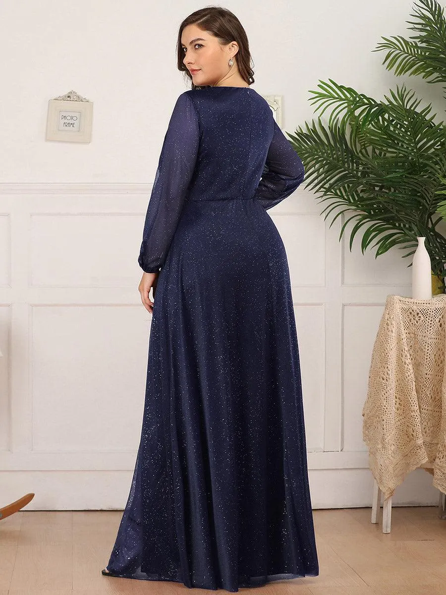 Robe mariage invitée Longue chatoyante à Col en V pour femmes(Vente finale)