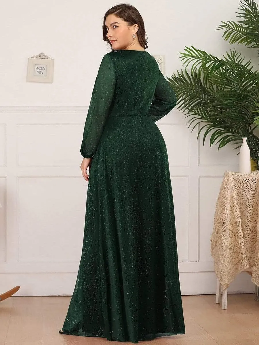Robe mariage invitée Longue chatoyante à Col en V pour femmes(Vente finale)