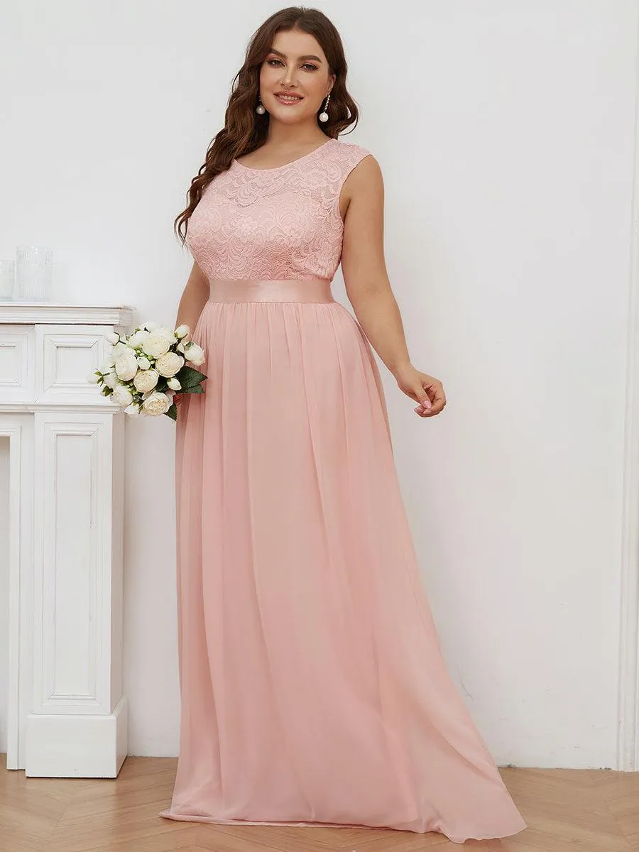 Robe mariage invitée longue en dentelle sans manches