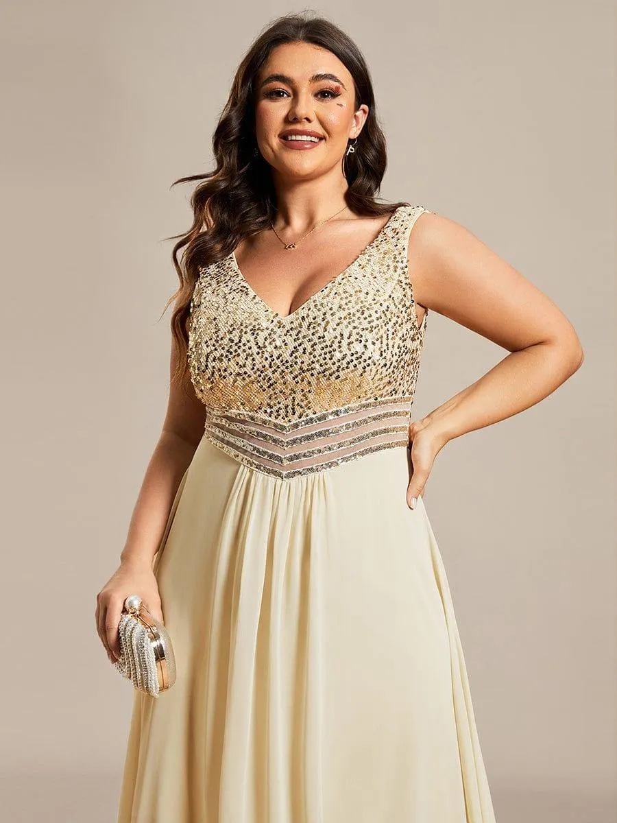 Robes de soirée sexy en mousseline de soie maxi haut-bas avec paillettes