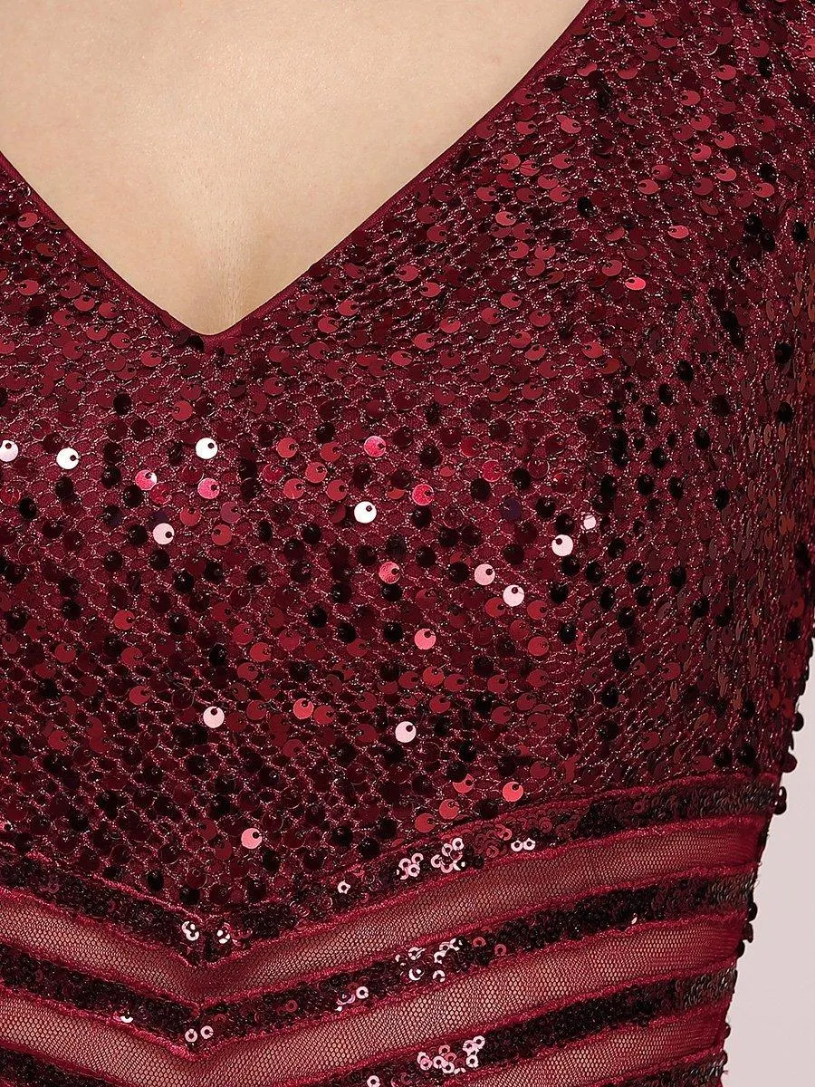 Robes de soirée sexy en mousseline de soie maxi haut-bas avec paillettes