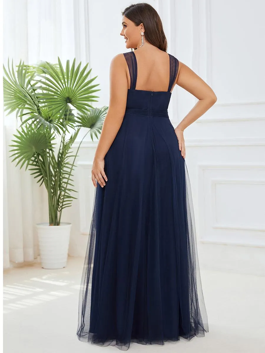Robes demoiselle d'honneur en tulle à double col en V Cérémonie en Tulle