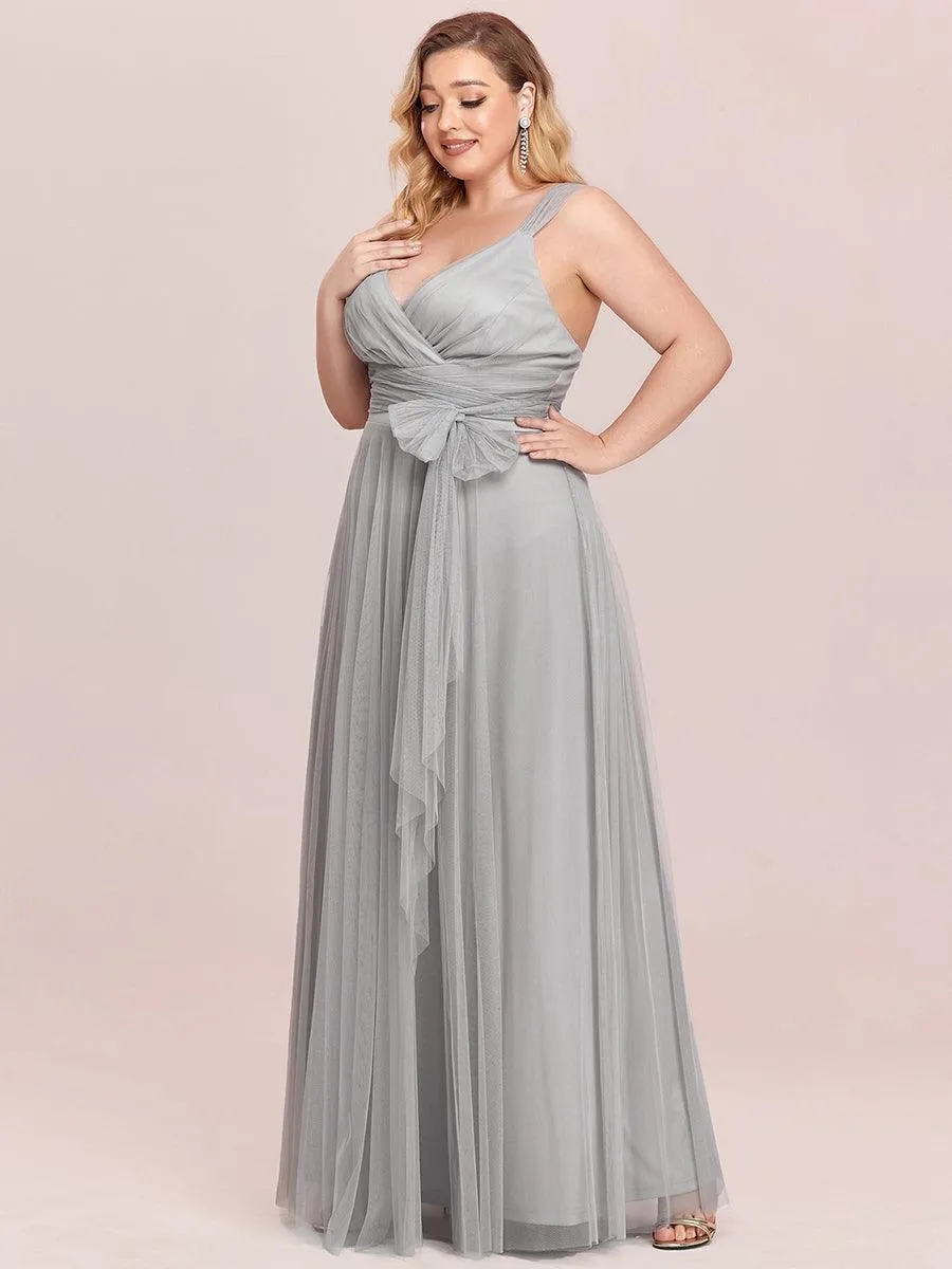 Robes demoiselle d'honneur en tulle à double col en V Cérémonie en Tulle