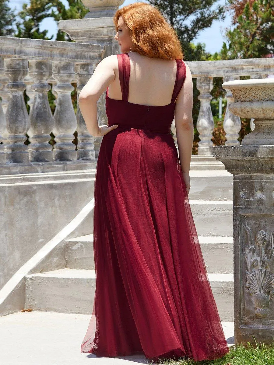 Robes demoiselle d'honneur en tulle à double col en V Cérémonie en Tulle