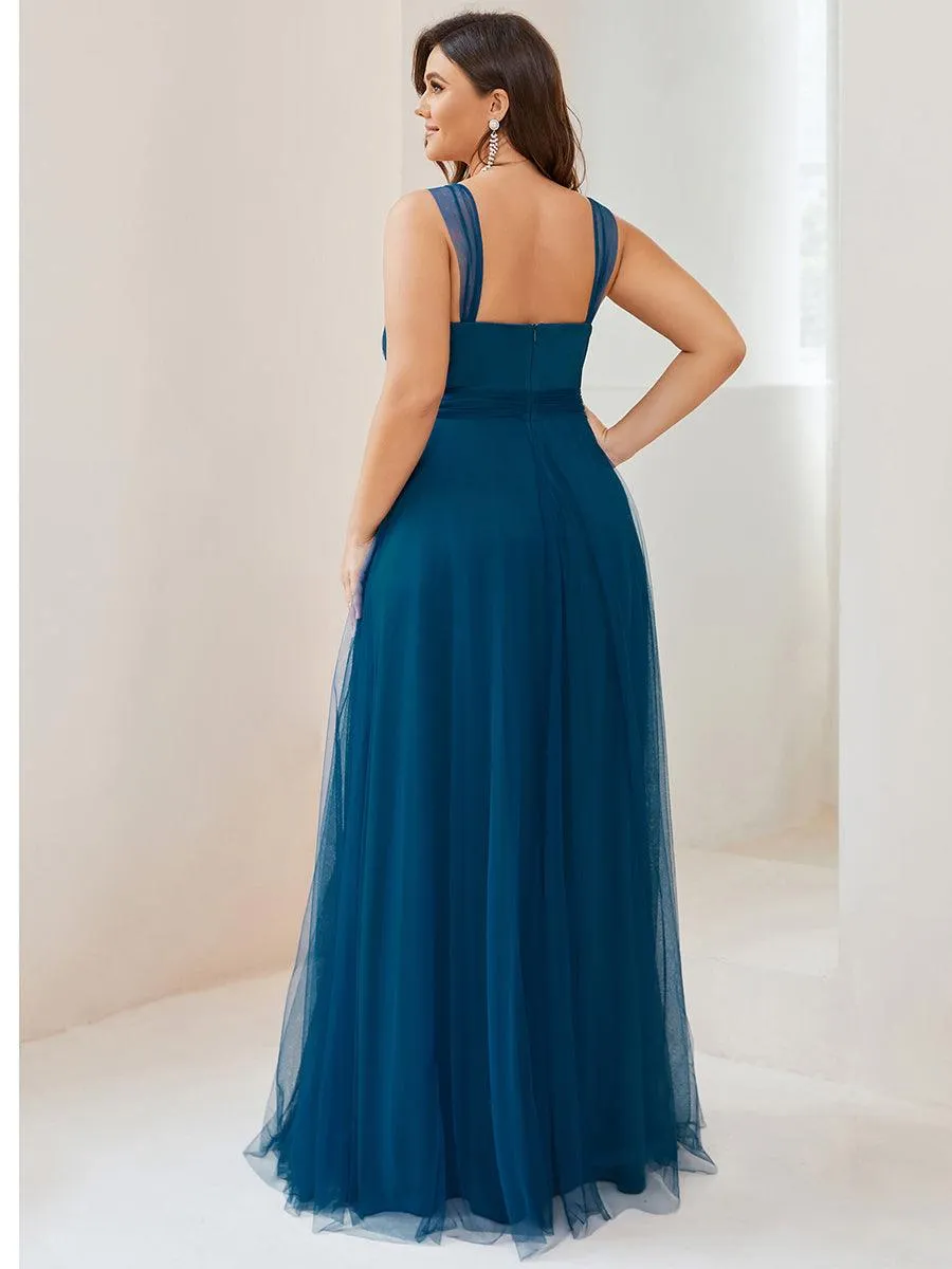 Robes demoiselle d'honneur en tulle à double col en V Cérémonie en Tulle