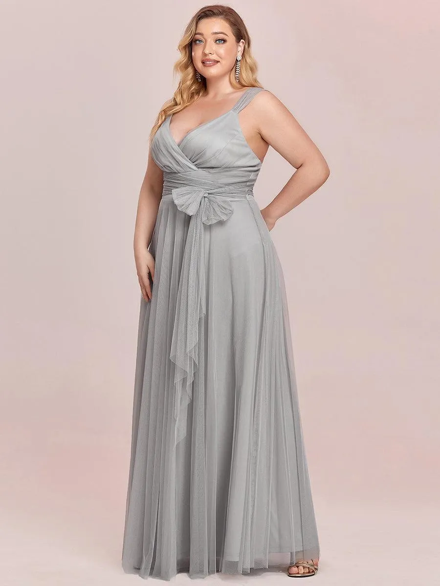 Robes demoiselle d'honneur en tulle à double col en V Cérémonie en Tulle