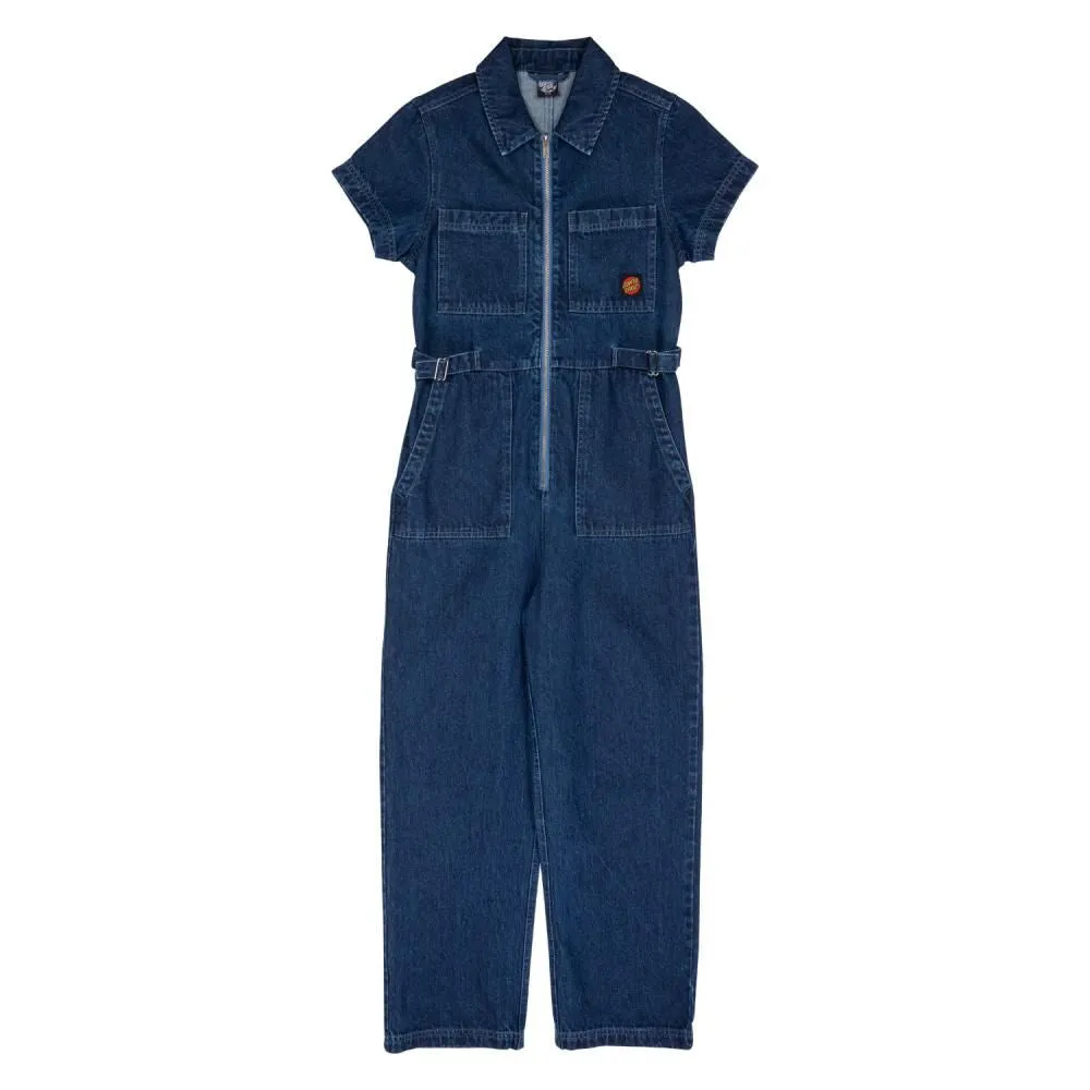 Santa Cruz Womens Jumpsuit Line Up Utility Jumpsuit - Classic Blue Denim