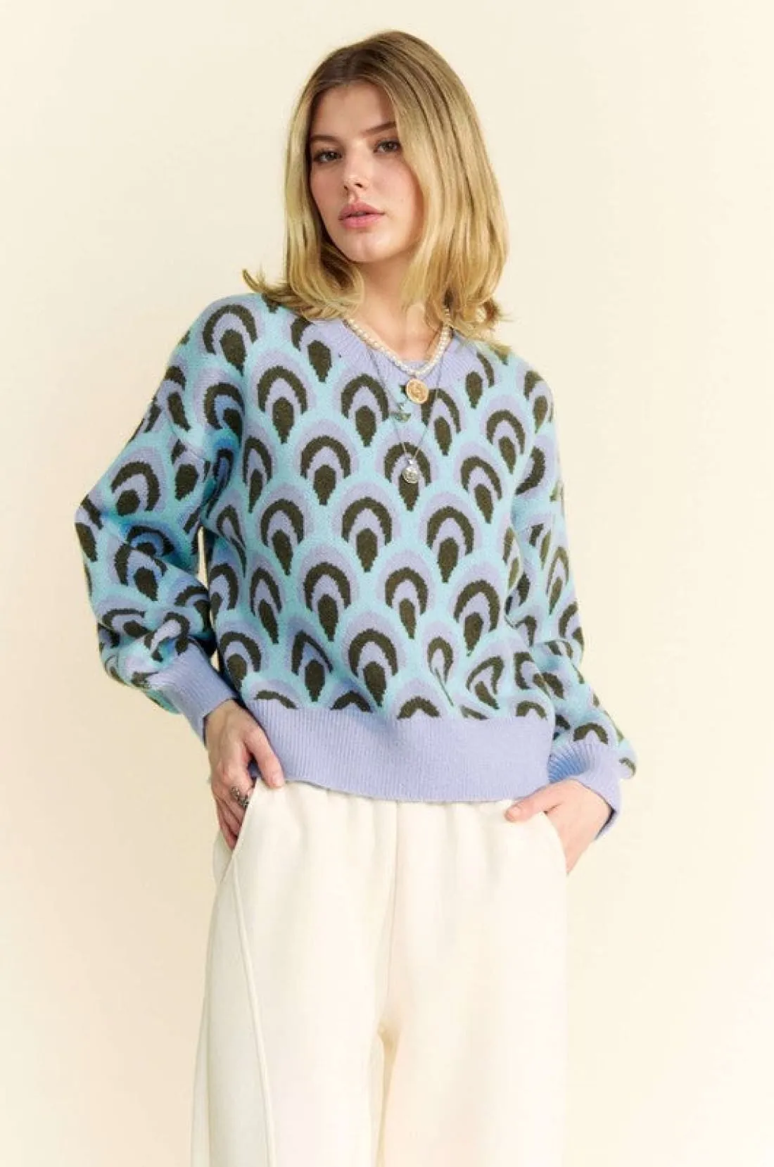 Scale Jacquard Print Sweater
