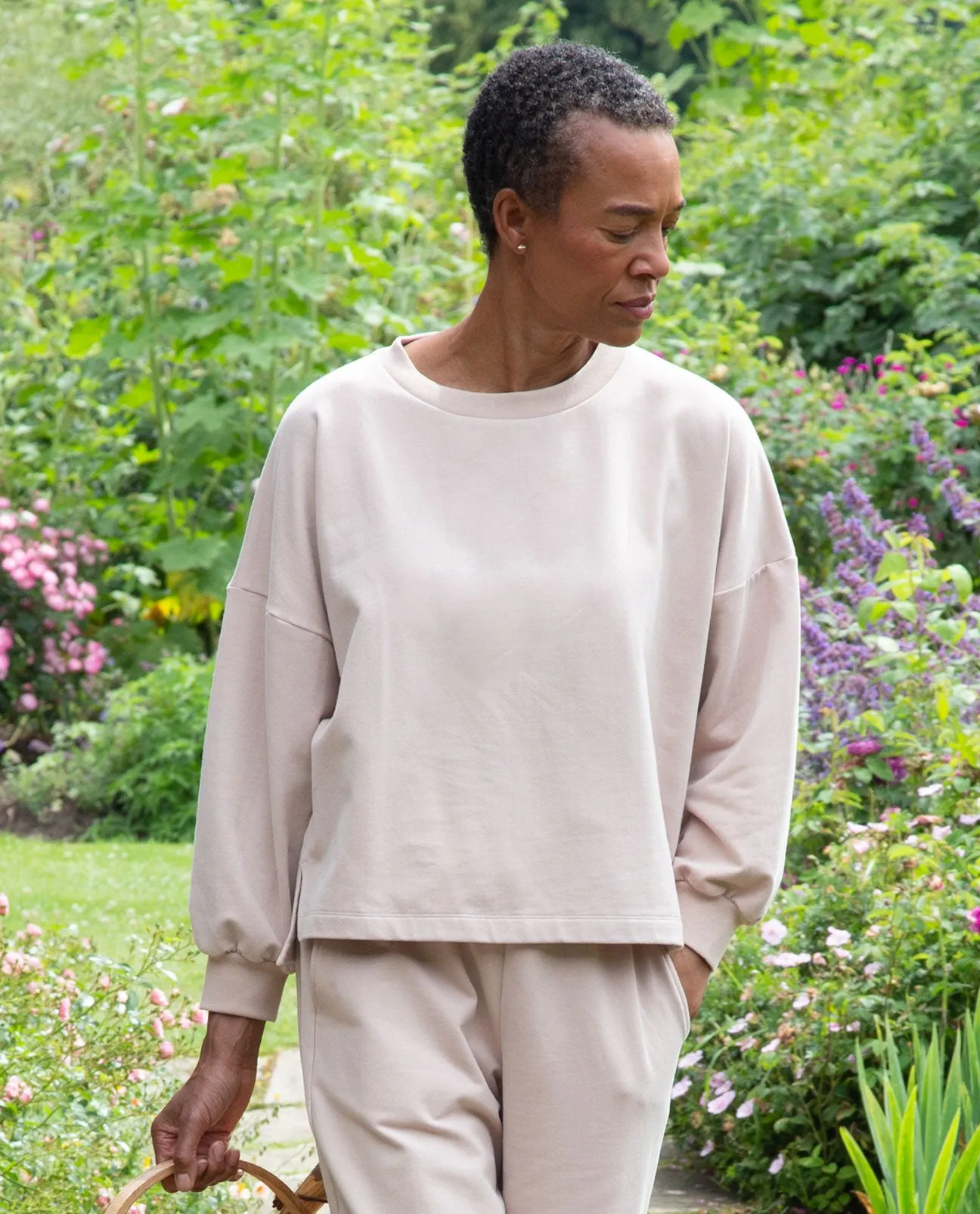 Serenity Organic Cotton Sweatshirt In Crepe
