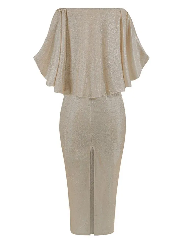 Sexy Off Shoulder Batwing Cape Mermaid Dress for Evening