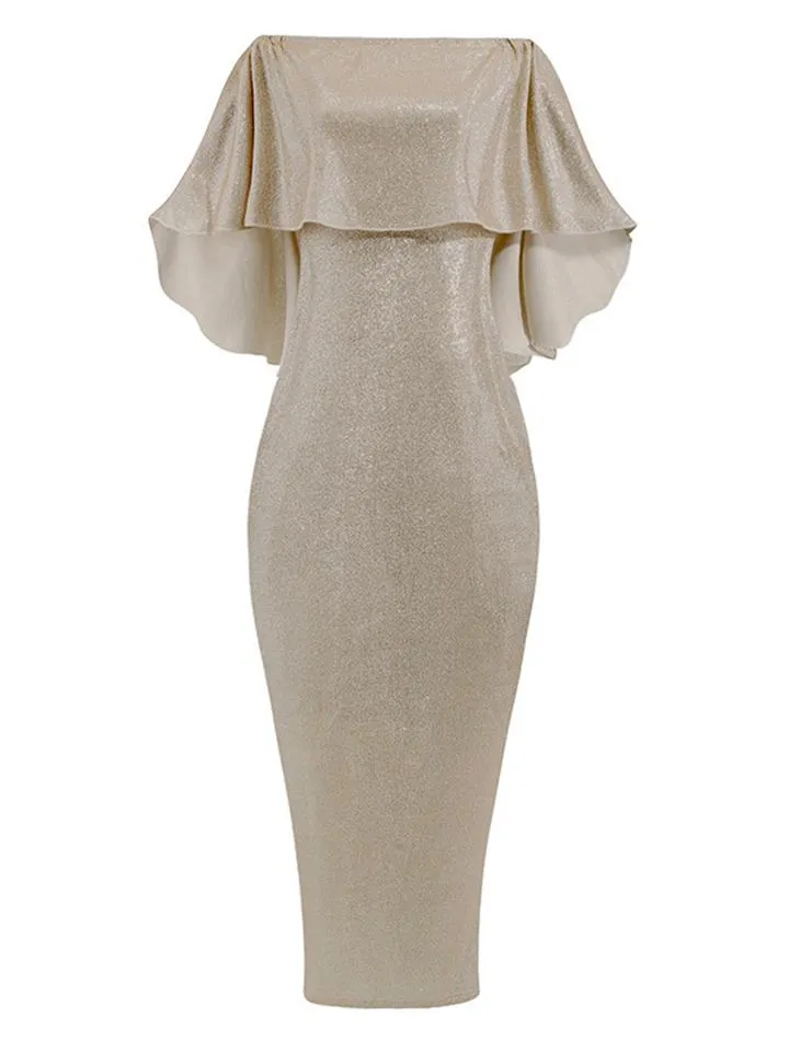 Sexy Off Shoulder Batwing Cape Mermaid Dress for Evening
