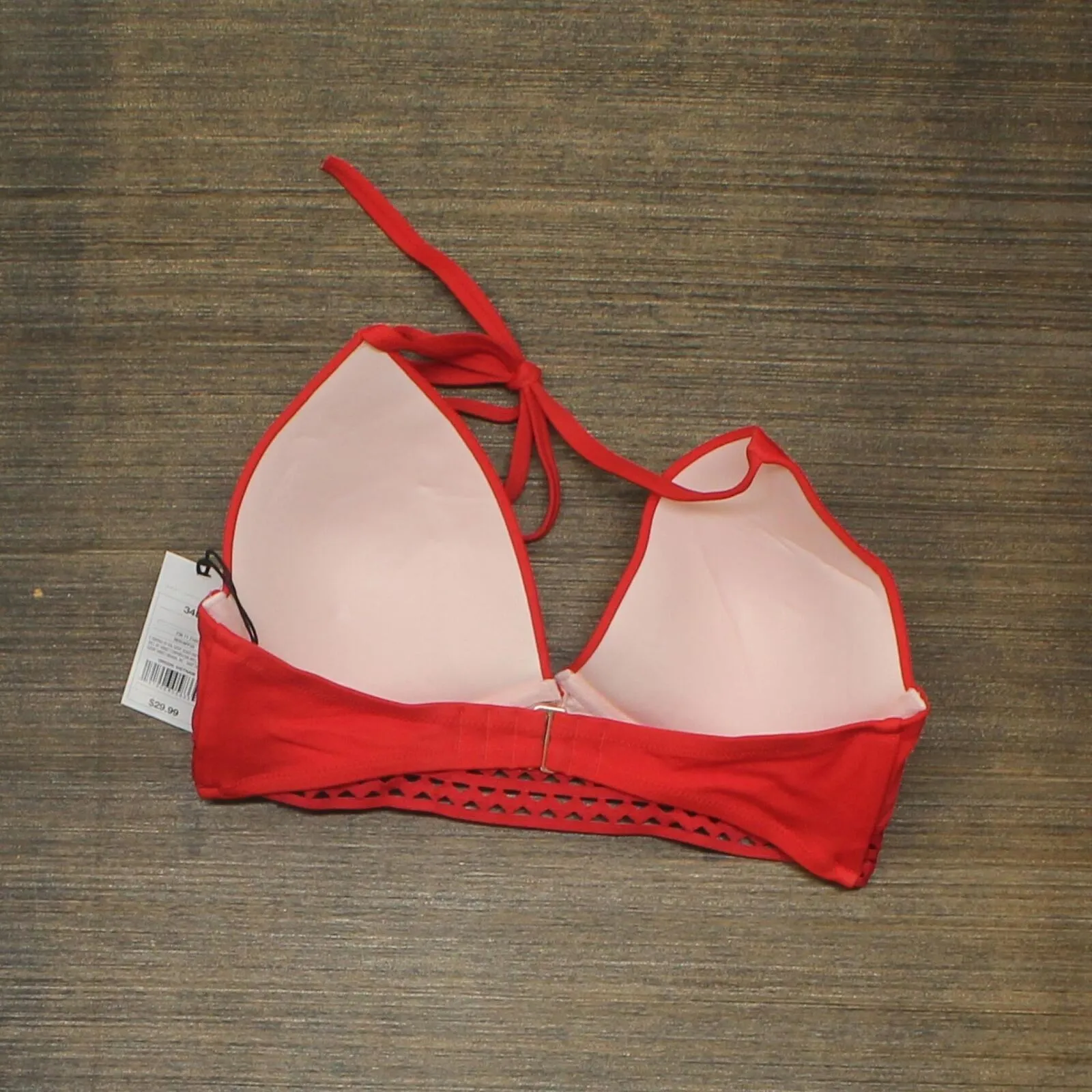 Shade & Shore Womens Light Lift Long Line Elastic Trim Triangle Bikini Top AFP35