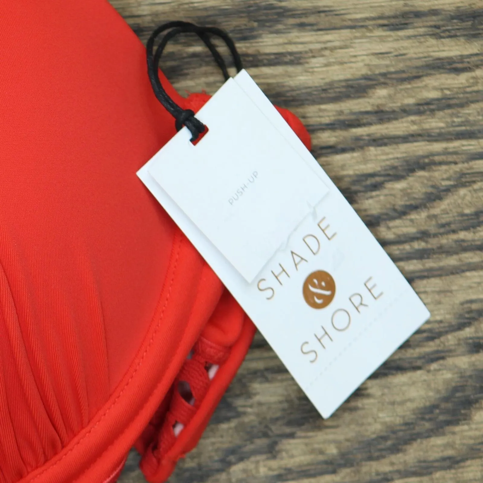 Shade & Shore Womens Light Lift Long Line Elastic Trim Triangle Bikini Top AFP35