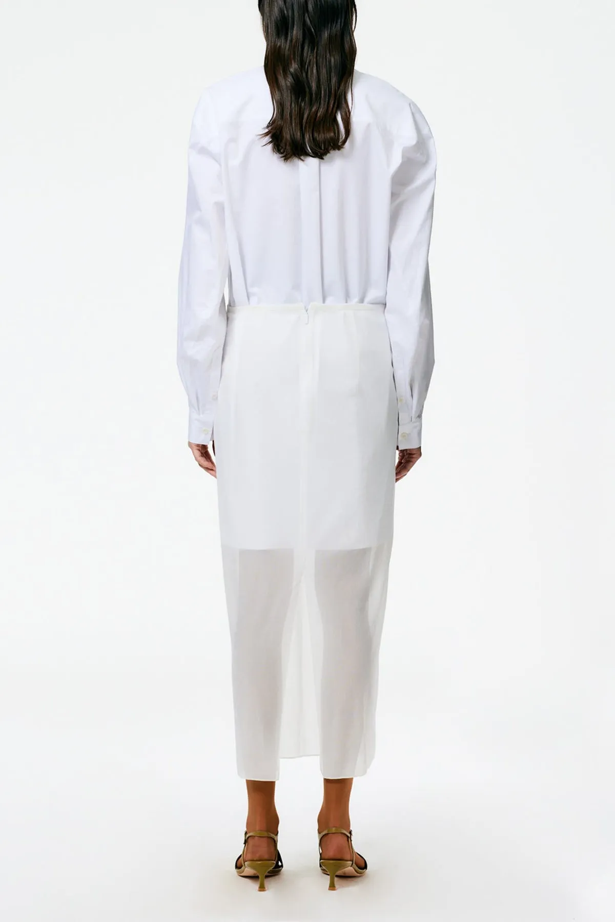Sheer Gauze Maxi Pencil Skirt in White