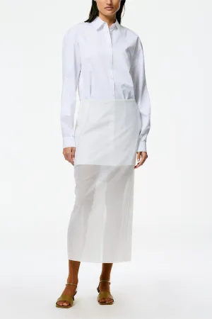 Sheer Gauze Maxi Pencil Skirt in White