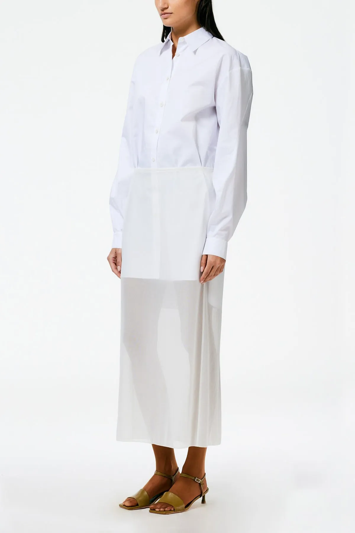 Sheer Gauze Maxi Pencil Skirt in White