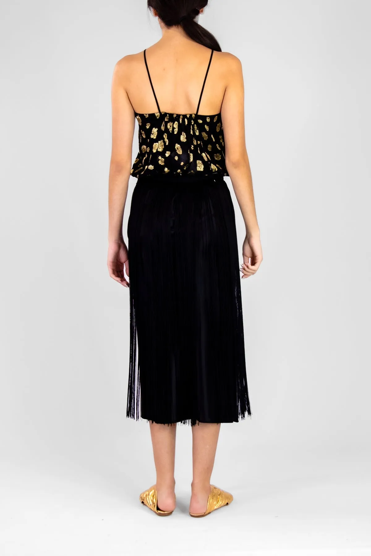 Shining Satin Pencil Skirt in Black