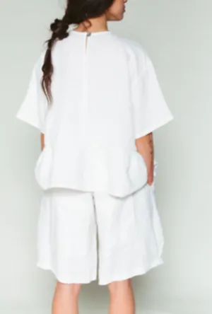 Shosh Off-White Linen Peplum Top
