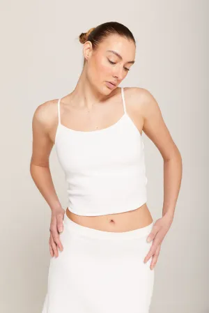 SIA FINE STRAP CAMI TOP - IVORY RIB