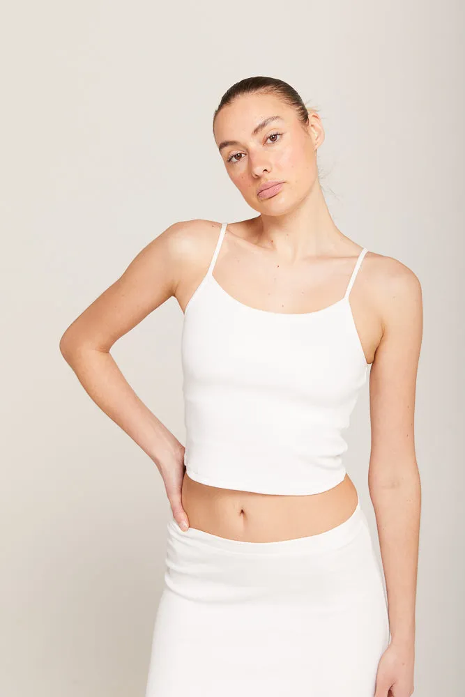 SIA FINE STRAP CAMI TOP - IVORY RIB