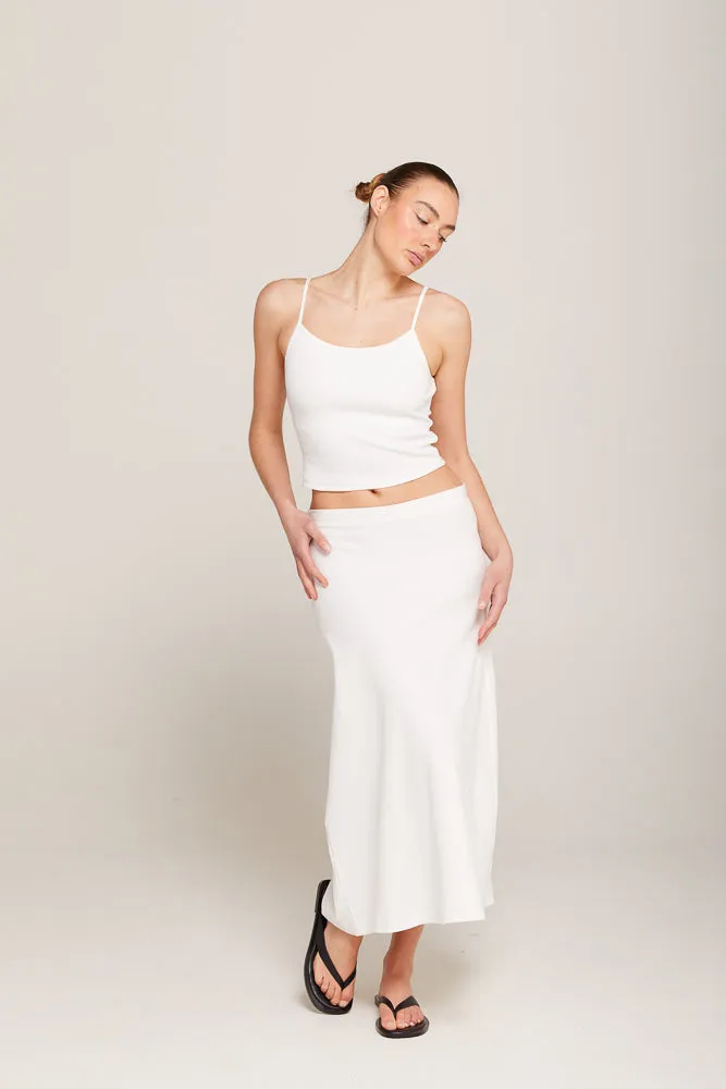 SIA FINE STRAP CAMI TOP - IVORY RIB