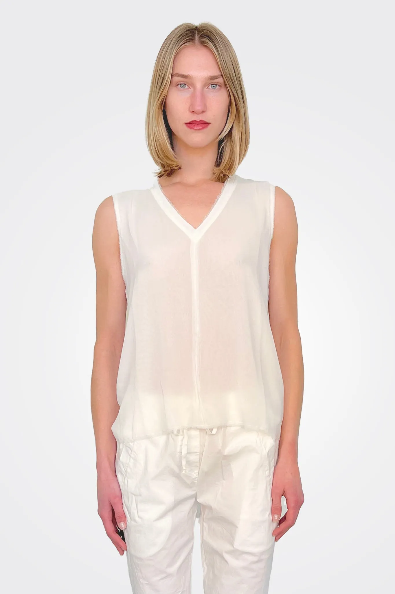 Silk V Neck Top - Natural