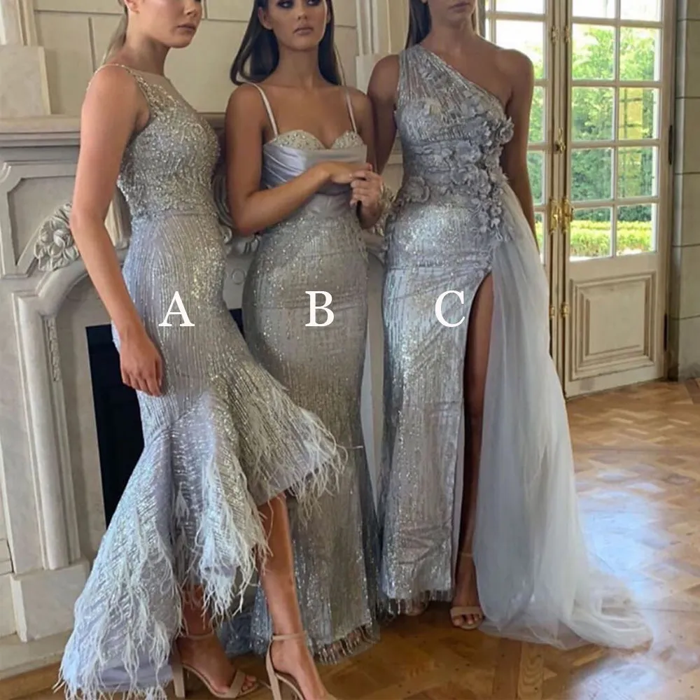 silver sparkly evening dresses long mismatched floral elegant cheap evening gown vestido de fiesta
