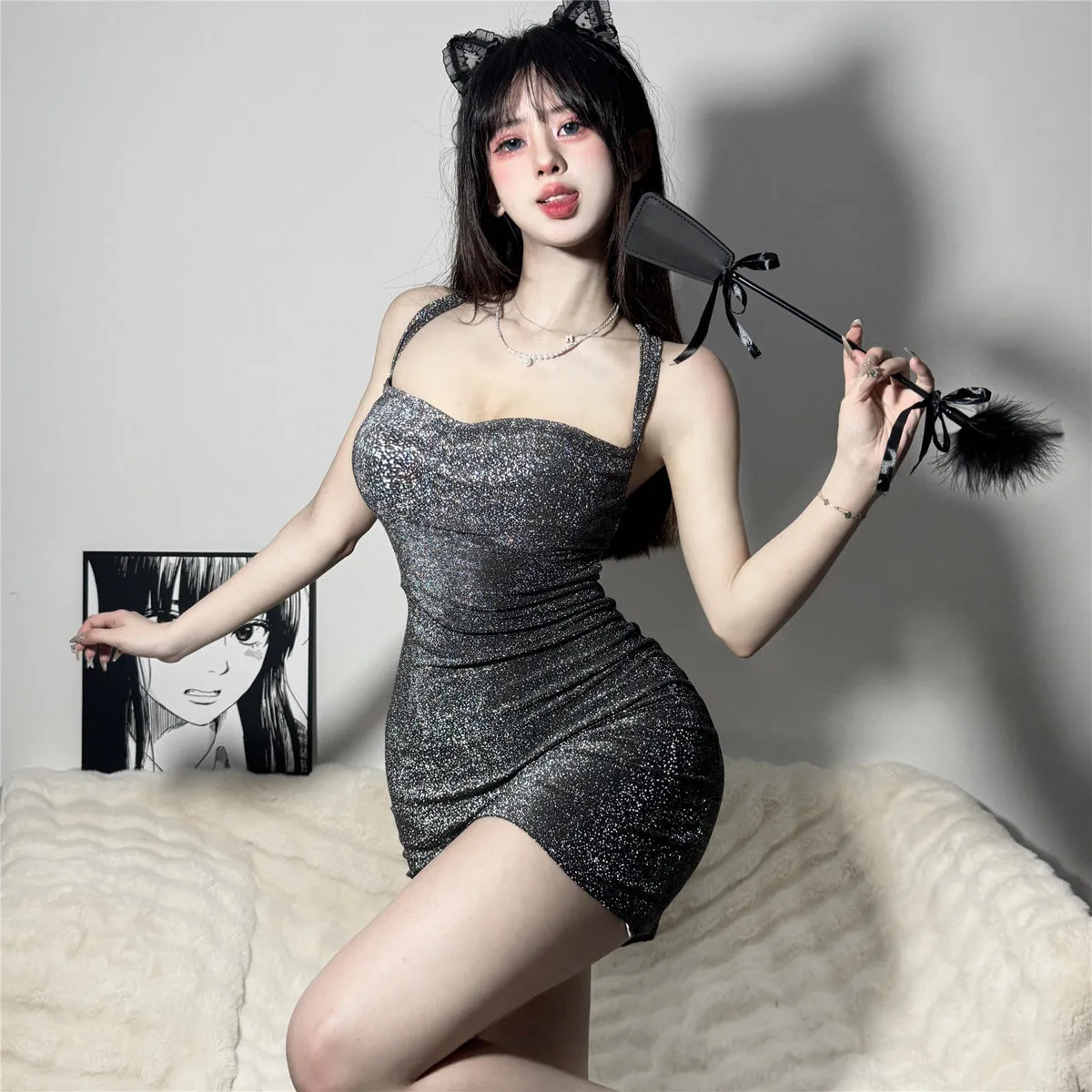 Silver Suspender Dress UB99365