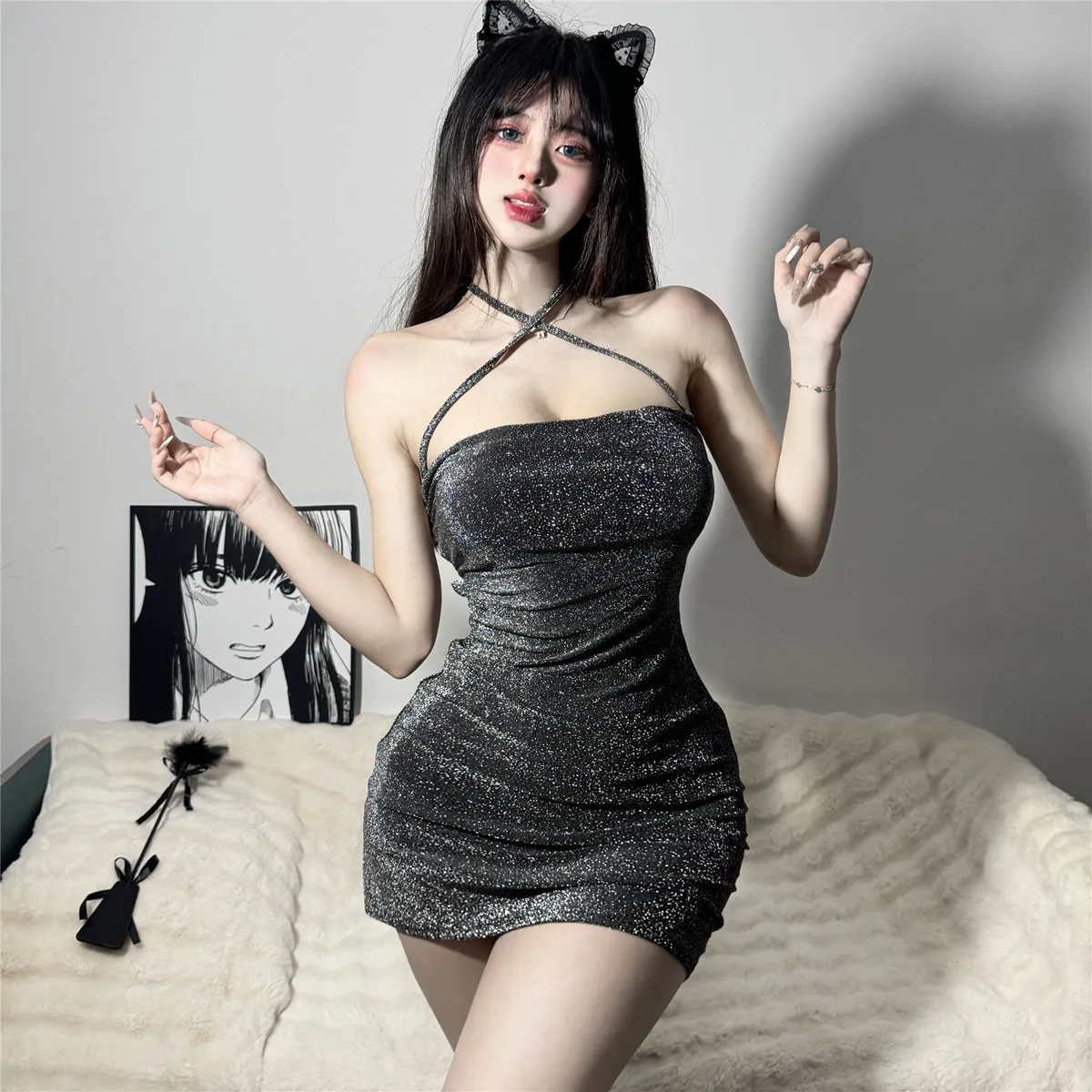 Silver Suspender Dress UB99365