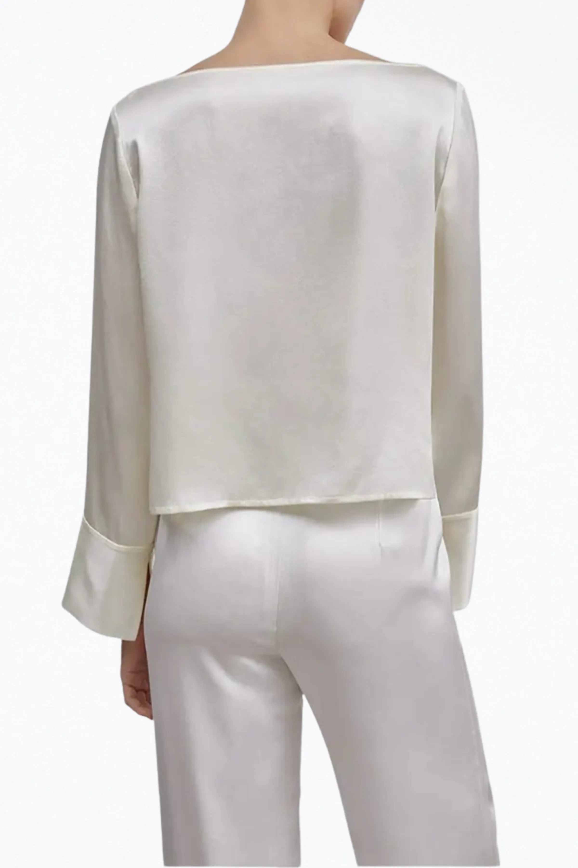SLASHED CUFF SILK TOP